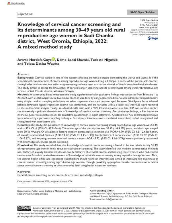 (PDF) Knowledge of cervical cancer screening and its determinants among ...