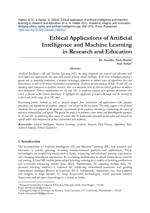 (PDF) Ethical Applications of Artificial Intelligence and Machine ...