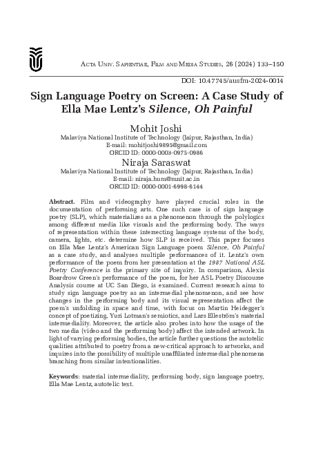 (PDF) Sign Language Poetry on Screen: A Case Study of Ella Mae Lentz’s ...