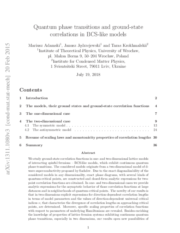 (PDF) Quantum phase transitions and ground-state correlations in BCS ...