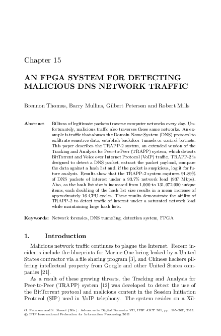 (PDF) An FPGA System for Detecting Malicious DNS Network Traffic