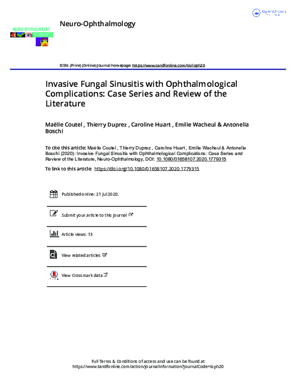 (PDF) Invasive Fungal Sinusitis with Ophthalmological Complications ...