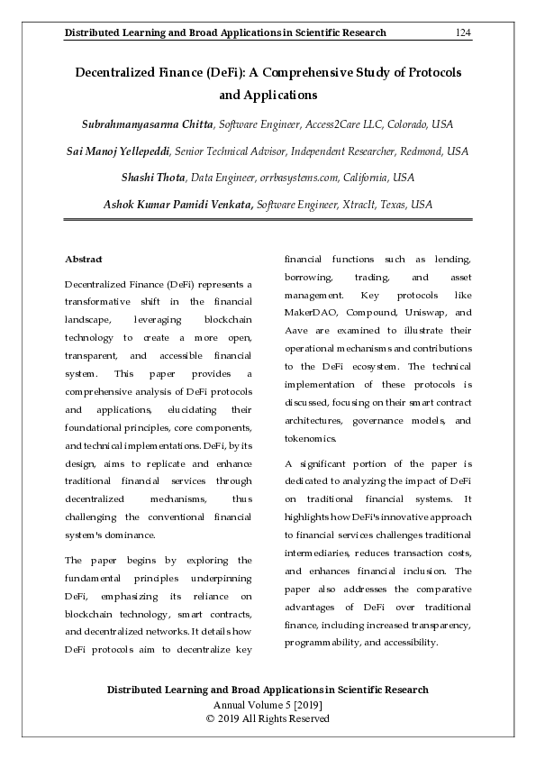 (PDF) Decentralized Finance (DeFi): A Comprehensive Study of Protocols ...