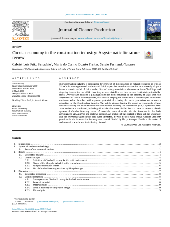 (PDF) Circular economy in the construction industry: A systematic ...