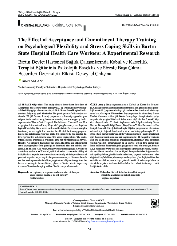 (PDF) The Effect of Acceptance and Commitment Therapy Training on ...