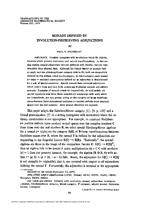 (PDF) Monads defined by involution-preserving adjunctions