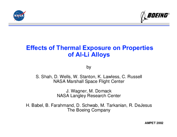 (PDF) Effects of Thermal Exposure on Properties of Al-Li Alloys