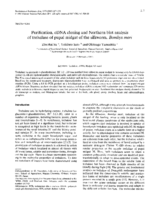 (PDF) Purification, cDNA cloning and Northern blot analysis of ...