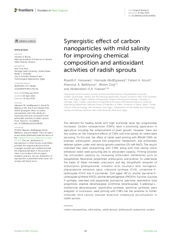 (PDF) Synergistic effect of carbon nanoparticles with mild salinity for ...