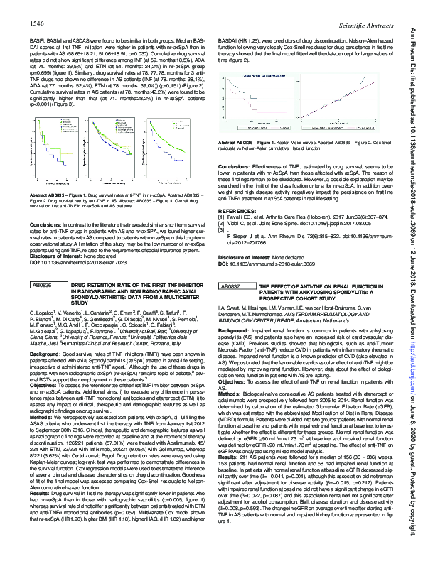 (PDF) AB0836 Drug retention rate of the first tnf inhibitor in ...