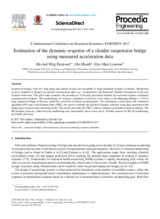 (PDF) Estimation of the dynamic response of a slender suspension bridge ...