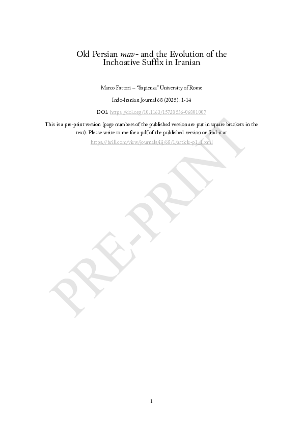 (PDF) Old Persian mav- and the Evolution of the Inchoative Suffix in ...