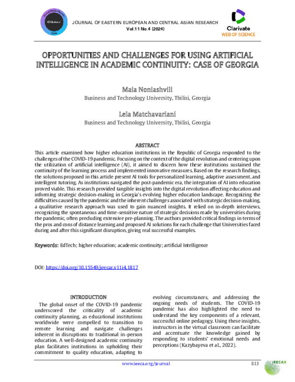 (PDF) OPPORTUNITIES AND CHALLENGES FOR USING ARTIFICIAL INTELLIGENCE IN ...