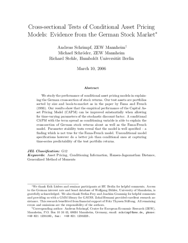 (PDF) Cross‐sectional Tests of Conditional Asset Pricing Models ...