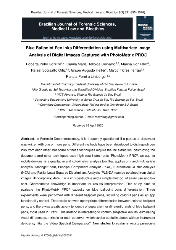 (PDF) Blue Ballpoint Pen Inks Differentiation using Multivariate Image ...
