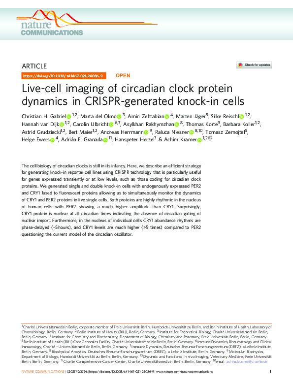 (PDF) Live-cell imaging of circadian clock protein dynamics in CRISPR ...