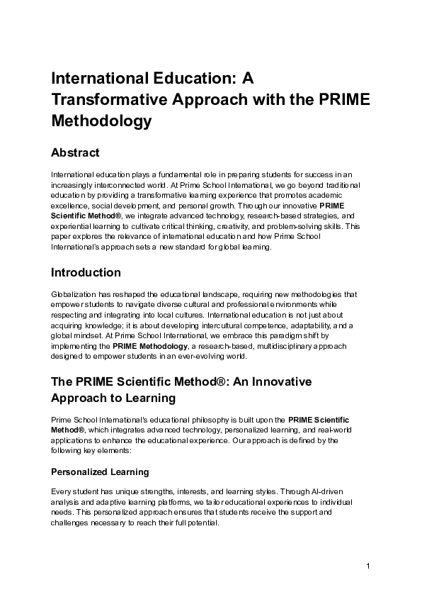 (PDF) International Education: A Transformative Approach with the PRIME ...