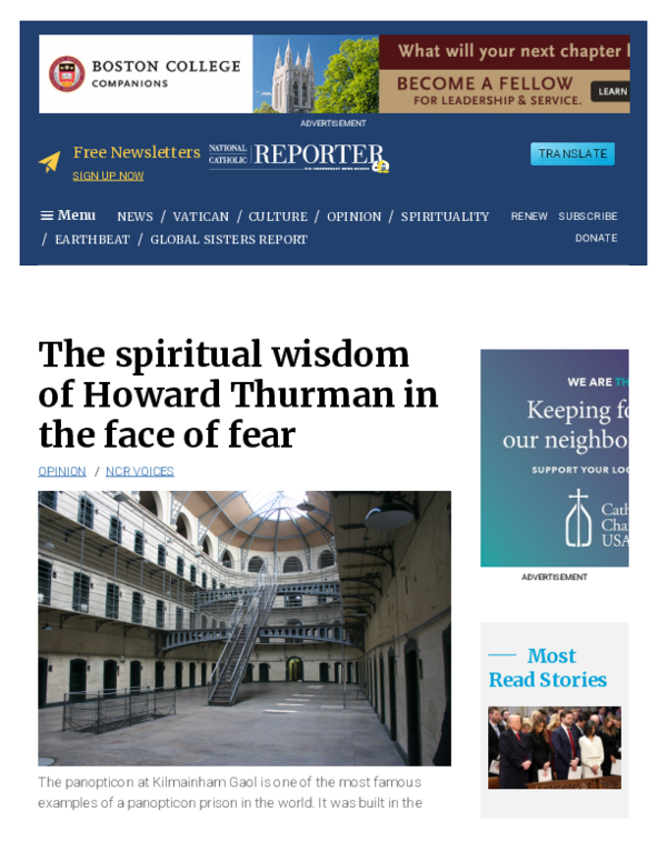 (PDF) The spiritual wisdom of Howard Thurman in the face of fear