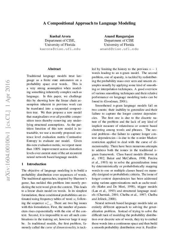 (PDF) A Compositional Approach to Language Modeling
