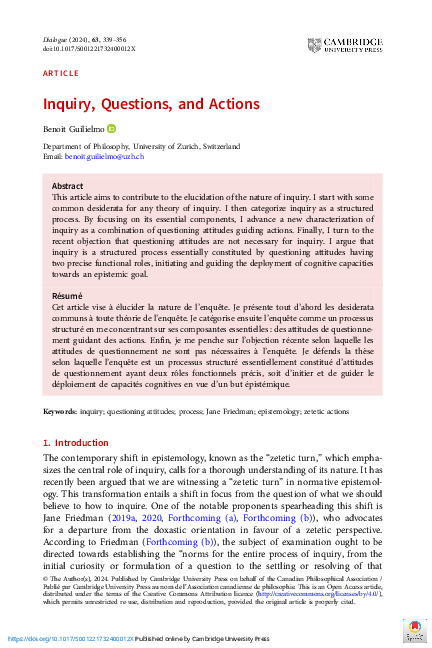 (PDF) Inquiry, Questions, and Actions