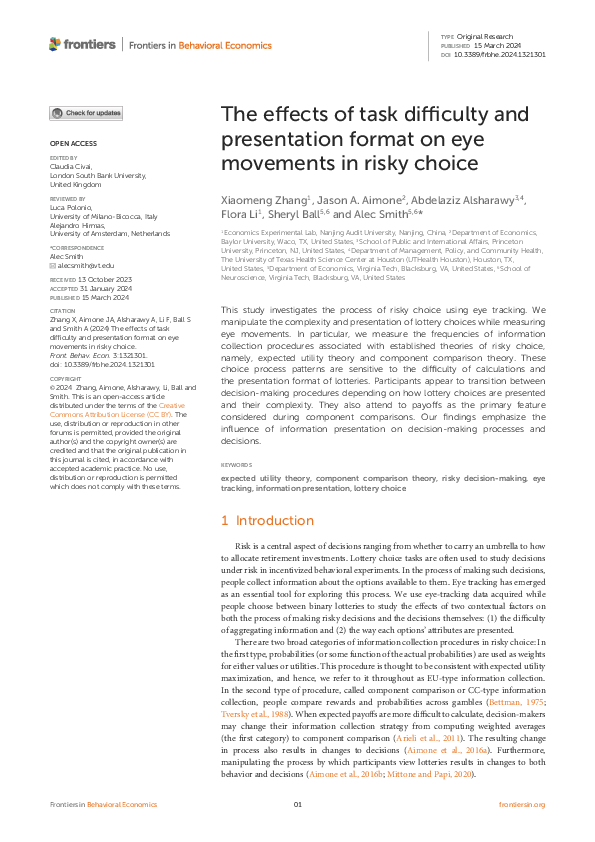 (PDF) The effects of task difficulty and presentation format on eye ...