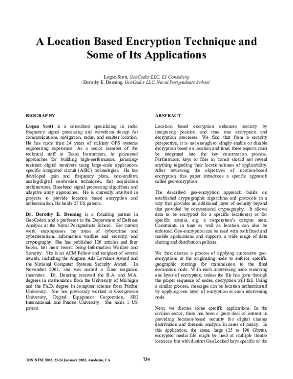 (PDF) A location based encryption technique and some of its applications