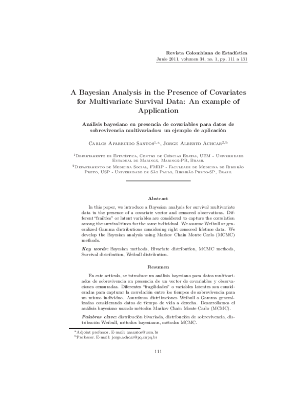 (PDF) A Bayesian Analysis in the Presence of Covariates for ...