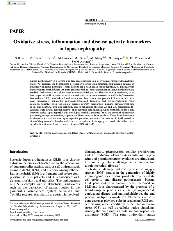 (PDF) Oxidative stress, inflammation and disease activity biomarkers in ...