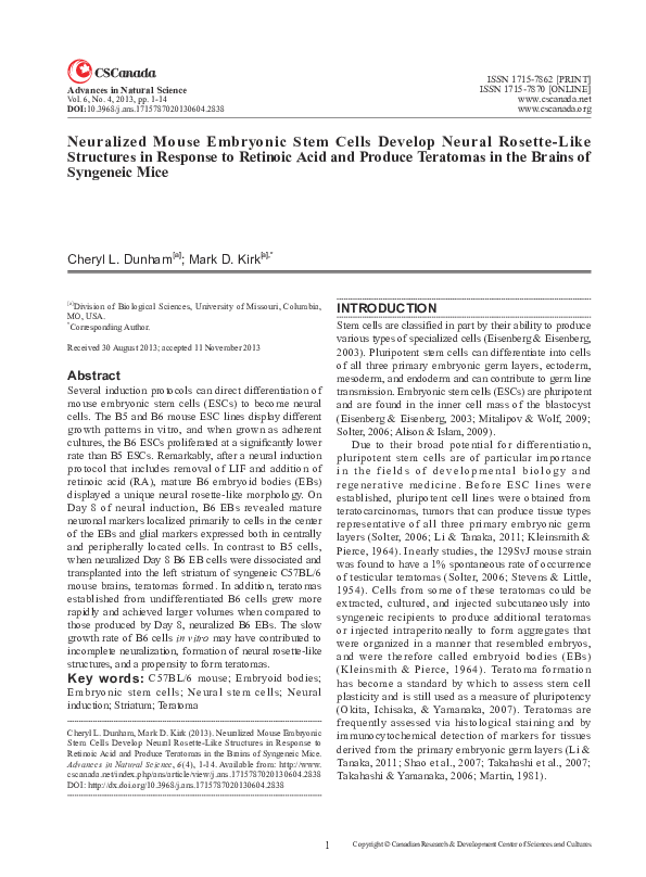 (PDF) Neuralized Mouse Embryonic Stem Cells Develop Neural Rosette-Like ...