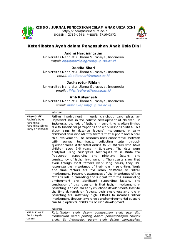 (PDF) KIDDO : JURNAL PENDIDIKAN ISLAM ANAK USIA DINI