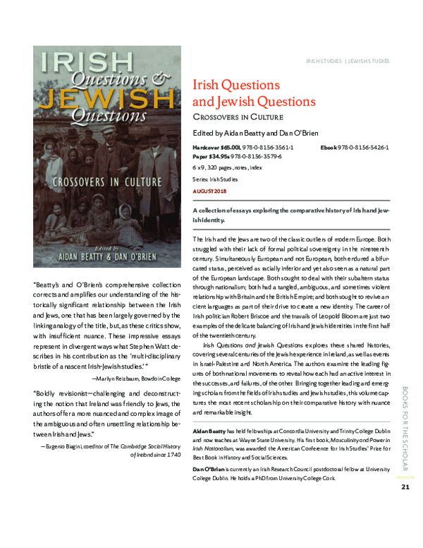 (PDF) Irish Questions and Jewish Questions: Crossovers in Culture