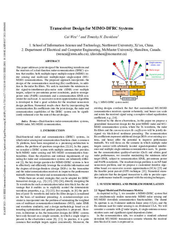 (PDF) Transceiver Design for MIMO-DFRC Systems
