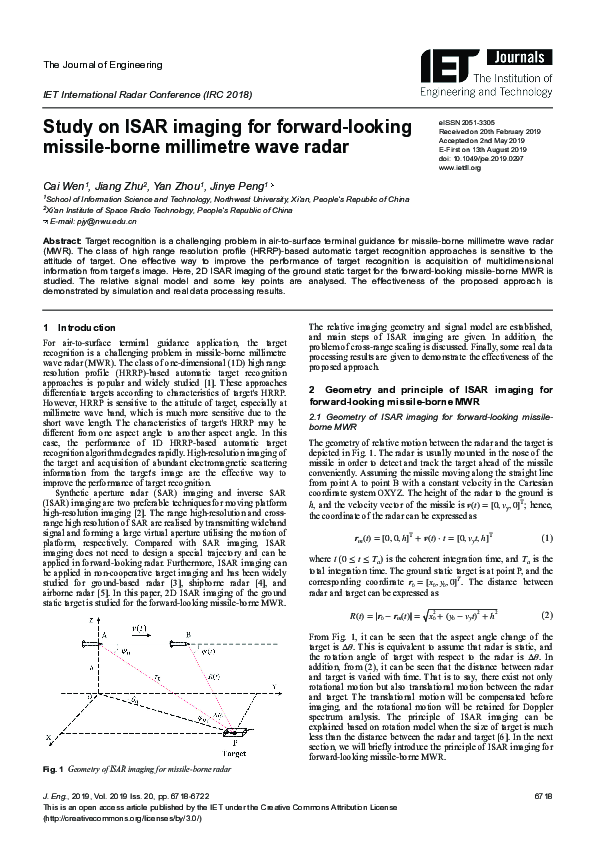 (PDF) Study on ISAR imaging for forward‐looking missile‐borne ...