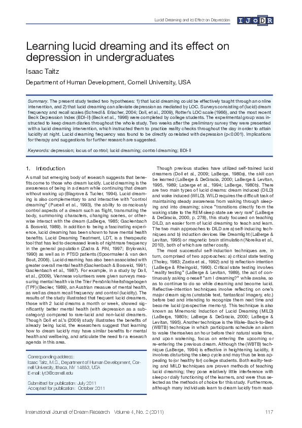 (PDF) Lucid Dreaming and its Effect on