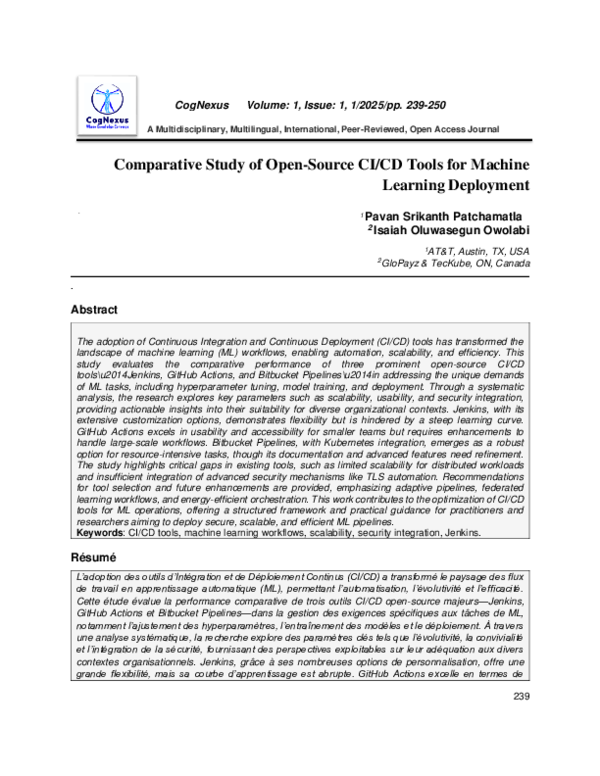 (PDF) Comparative Study of Open-Source CI/CD Tools for Machine Learning ...