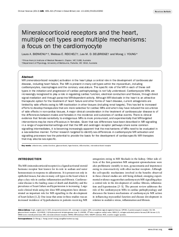 (PDF) Mineralocorticoid receptors and the heart, multiple cell types ...