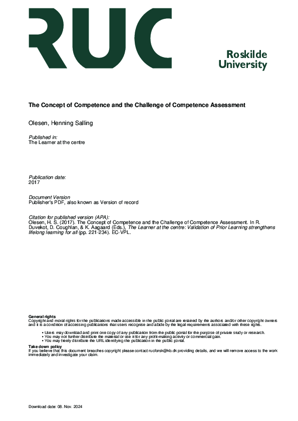 (PDF) The Concept of Competence and the Challenge of Competence Assessment