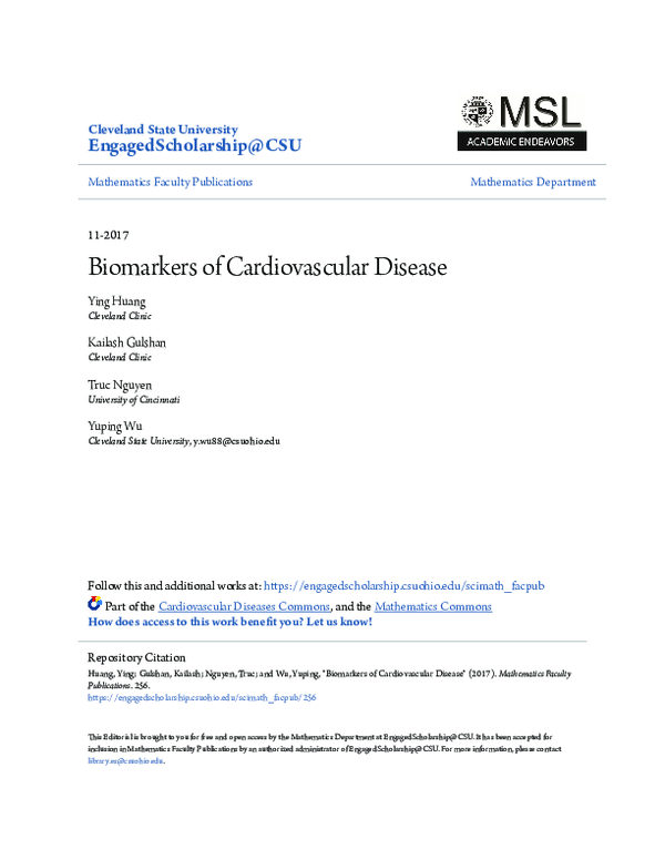 (PDF) Biomarkers in Cardiovascular Disease