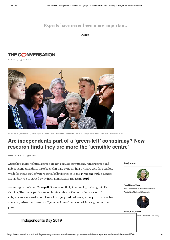 (PDF) Are independents part of a 'green-left' conspiracy? New research ...