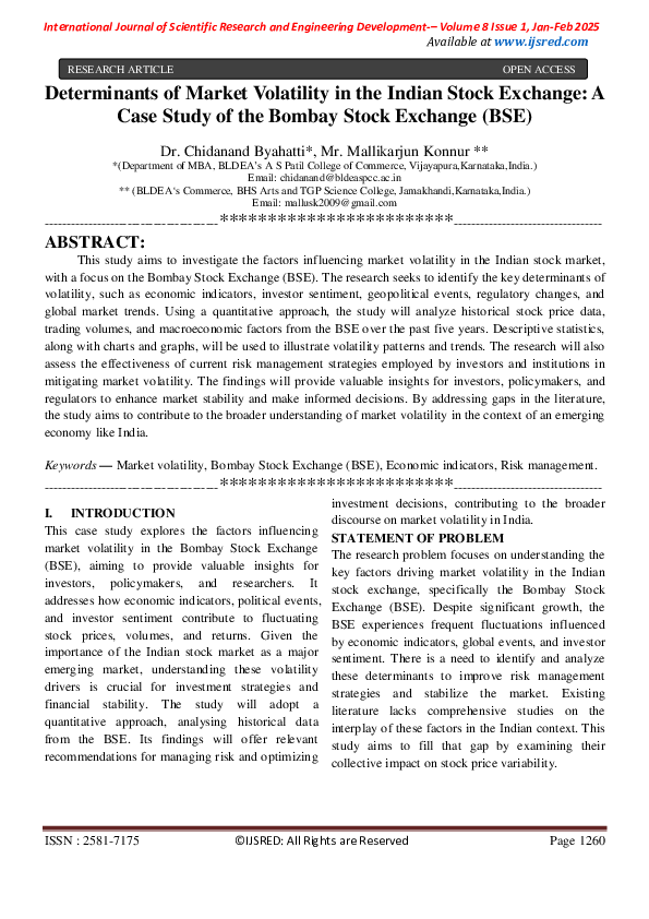 (PDF) Determinants of Market Volatility in the Indian Stock Exchange: A ...