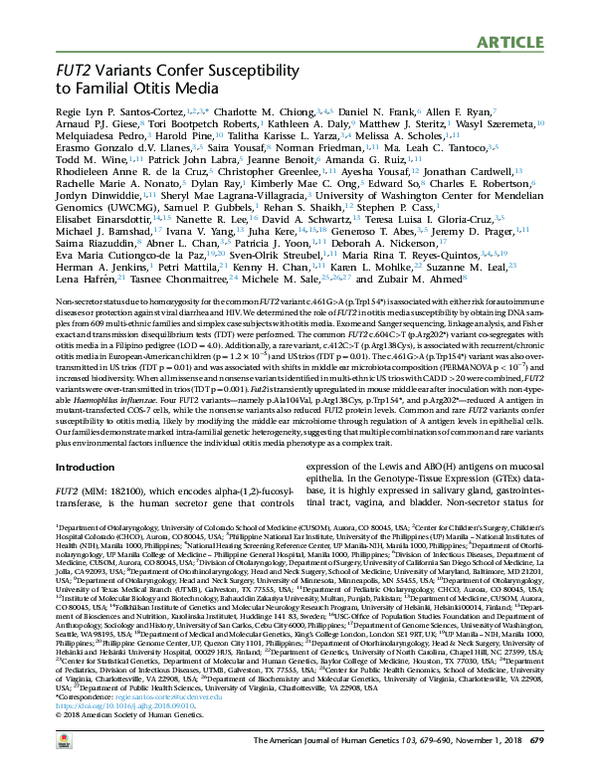 (PDF) FUT2 Variants Confer Susceptibility to Familial Otitis Media
