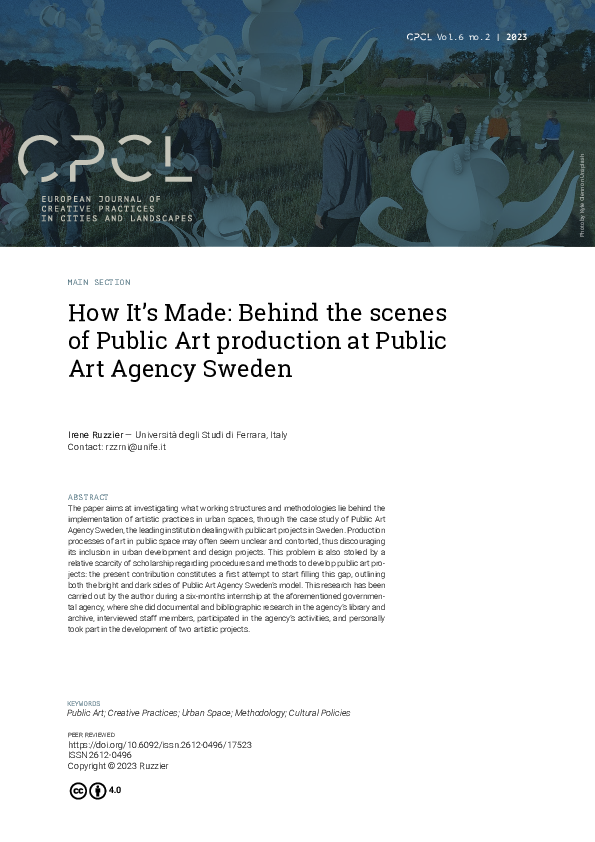 (PDF) How It's Made: Behind the scenes of Public Art production at ...