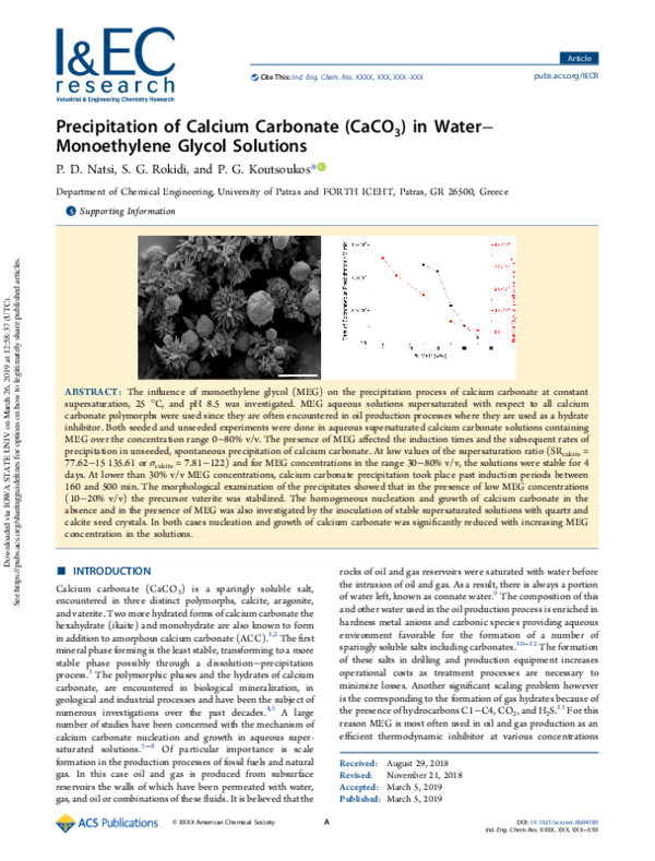(PDF) Precipitation of Calcium Carbonate (CaCO3) in Water–Monoethylene ...
