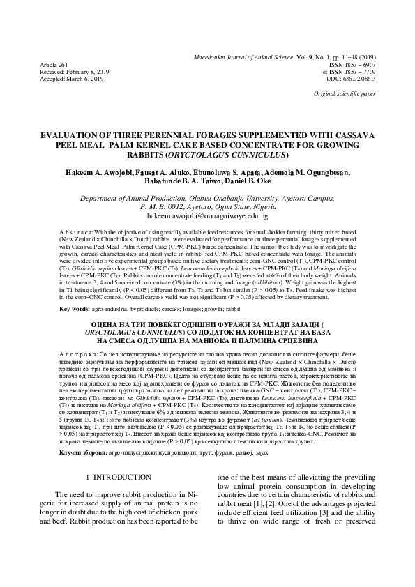 (PDF) Evaluation of Three Perennial Forages Supplemented with Cassava ...