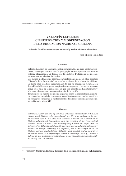 (PDF) Valentín Letelier: cientifización y modernización de la educación ...