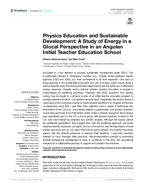 (PDF) Physics Education and Sustainable Development: A Study of Energy ...