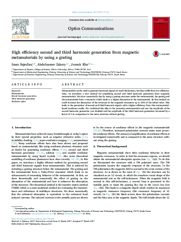 (PDF) High efficiency second and third harmonic generation from ...