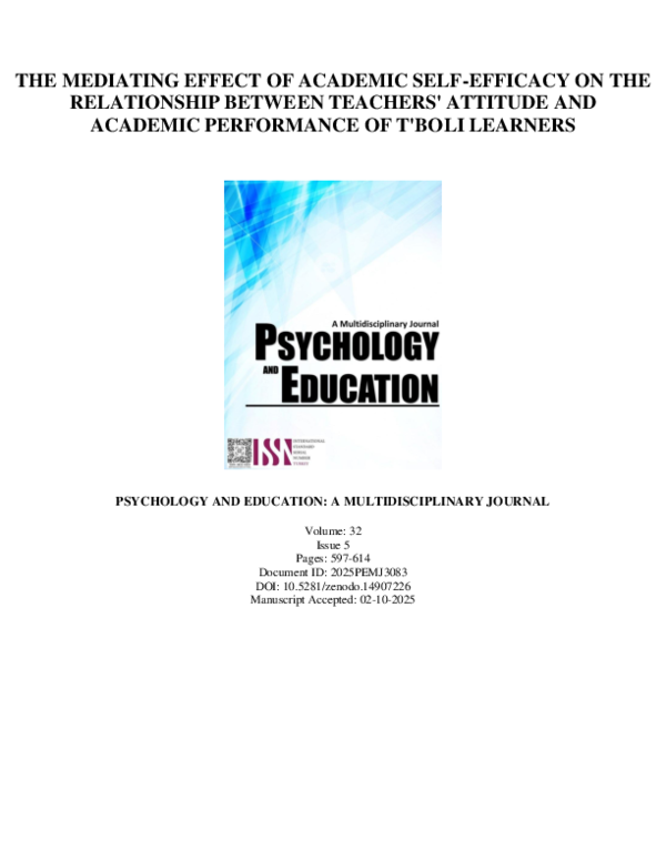 (PDF) The Mediating Effect of Academic Self-Efficacy on the ...