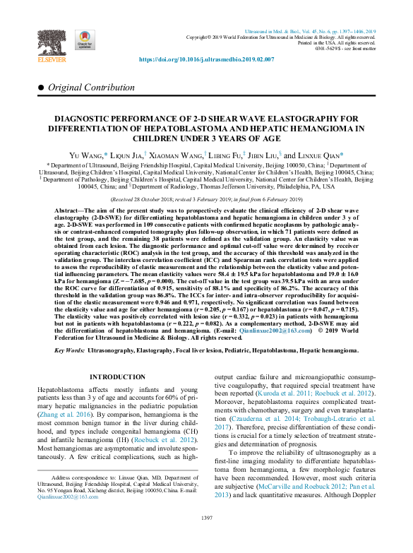 (PDF) Diagnostic Performance of 2-D Shear Wave Elastography for ...