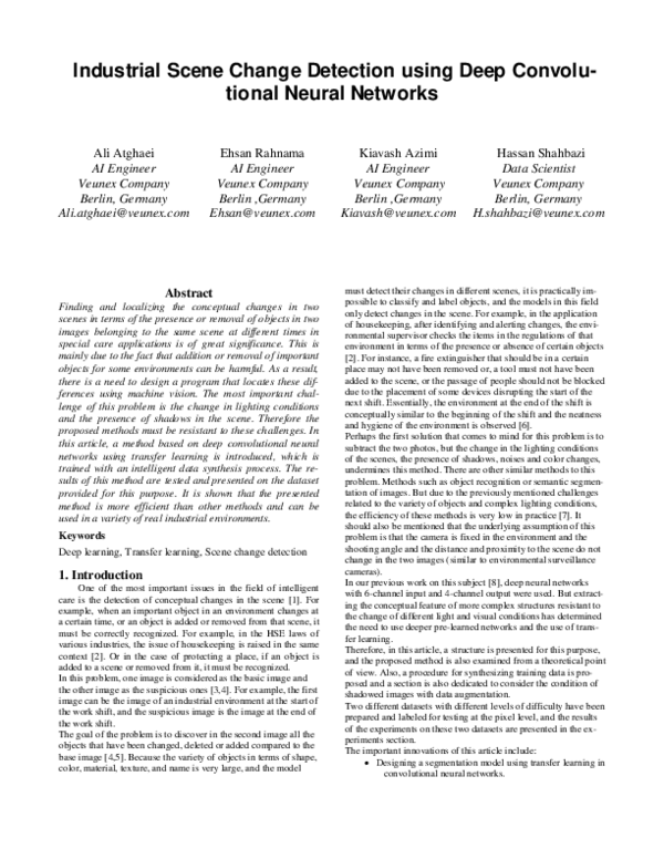 (PDF) Industrial Scene Change Detection using Deep Convolutional Neural ...